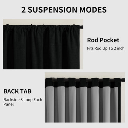 Joydeco 100% Blackout Curtains Faux Linen Curtains for Living Room