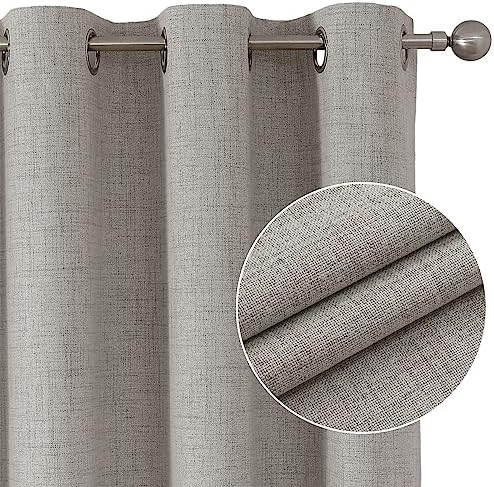 Joydeco Blackout Curtains 84 Inches Long 2 Panels Burg, Room Darkening Drapes Long for Bedroom, Textured Thermal Drapes 2 Panels Set(42x84 inch, Greyish White)