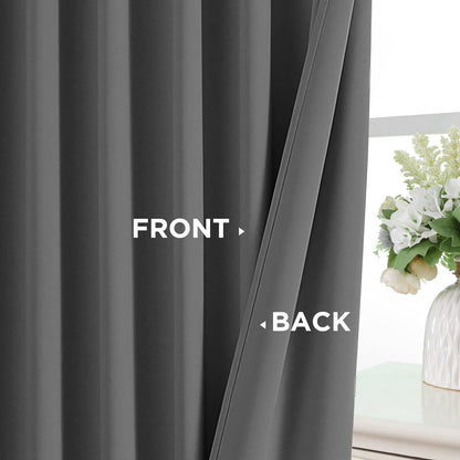 Cortinas opacas Joydeco negras de 244 cm de largo, juego de 2 paneles para dormitorio