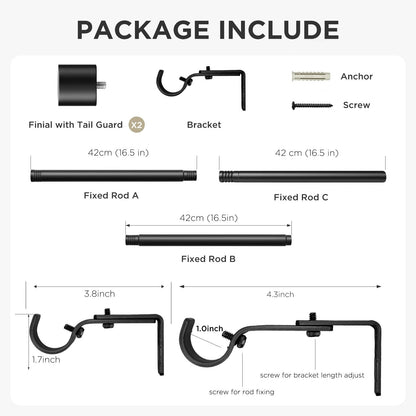 Joydeco Adjustable Curtain Rod 32 to 144 Inches - 1 Inch Diameter Heavy Duty Window Rod with Brackets & Finials