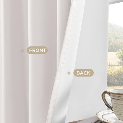 Joydeco Linen Blackout Curtains for Bedroom 84 Inches Long Grommet Heavy Duty Living Room Drapes Thermal Insulated Noise Reduce Cancelling Curtains 2 Panels W52 x L84 Inch Pure White