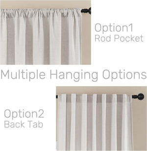 Joydeco Semi-Sheer Curtains Linen 2 Panels Set, Curtains for Living Room, Light Filtering Curtains , Living Room Curtains - Joydeco