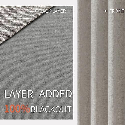 Joydeco Blackout Curtains 84 Inches Long 2 Panels Burg, Room Darkening Drapes Long for Bedroom, Textured Thermal Drapes 2 Panels Set(42x84 inch, Greyish White)