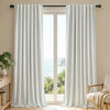Joydeco Blackout Curtains Linen 100% Blackout Curtain for Bedroom, Rod Pocket & Back Tabs Window Drapes 2 Panels Set