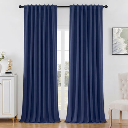 Joydeco Blackout Curtains Linen 100% Blackout Curtain for Bedroom, Rod Pocket & Back Tabs Window Drapes 2 Panels Set