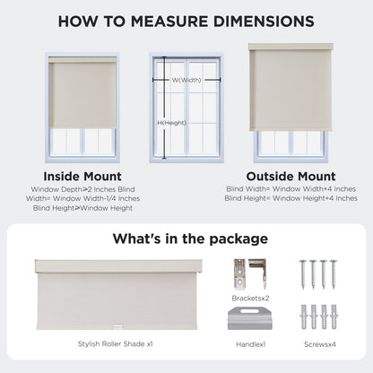 Joydeco 100% Blackout Roller Shades Cordless Blinds for Windows, Free-Stop Shades, UV Protection, Natural Woven Blinds for Home and Office, Light-Proof Aluminum Cover