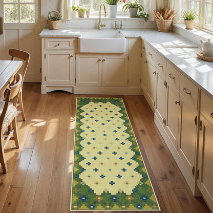 Joydeco Checkered Pink Kitchen Runner Rug Non Slip, Washable Bathroom, Modern Soft Low-Pile Ultra Thin Indoor Floor Throw Carpet for Bedroom Laundry Room Entrance Entryway