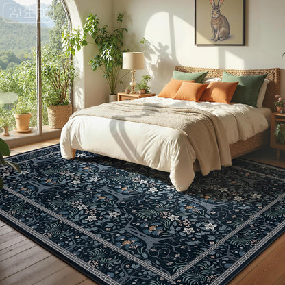 Joydeco Floral Washable Runner Rug for Kitchen, Forest Hallway Non Slip, Boho Botanical Ultra-Thin Soft Indoor Floor Throw Carpet for Bathroom Entryway Foyer