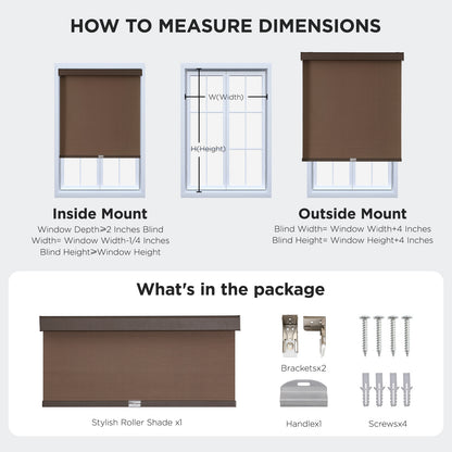 Joydeco 100% Blackout Roller Shades Cordless Blinds for Windows, Free-Stop Shades, UV Protection, Natural Woven Blinds for Home and Office, Light-Proof Aluminum Cover