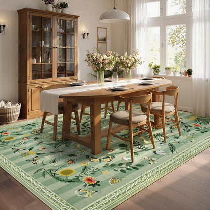 Joydeco Insect Washable Bathroom Rug, Botanical Kitchen Runner Rug Non Slip, Boho Ultra-Thin Soft Indoor Floor Carpet Runners for Hallways Entryway Entrance Laundry