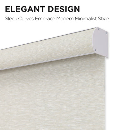 Joydeco Natural Woven Roller Shades for Indoor Windows, Cordless Blackout Blinds with Curved Valance, Thermal Insulated UV Protection Privacy Window Shades for Home and Office