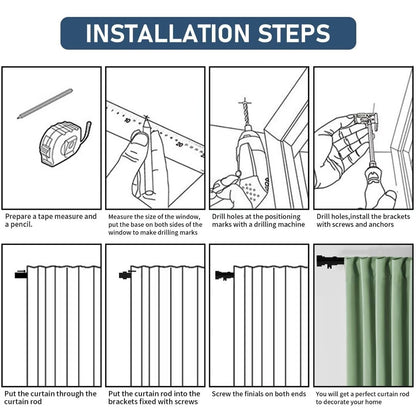 Joydeco Adjustable Heavy Duty Curtain Rod, 32-120 Inch, 1" Diameter, with Decorative Resin Finials