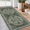 Joydeco Runner Rug Non Slip Machine Washable Vintage Rug, Low Pile Non Slip Chenille Print Rugs for Living Room, Entryway, Bedroom, Kitchen and Corridor, Bathroom