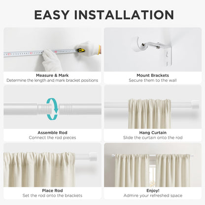 Joydeco Modern Brown Adjustable Curtain Rod 32 to 88 Inches - 1 Inch Diameter Heavy Duty Rod for Living Room & Bedroom