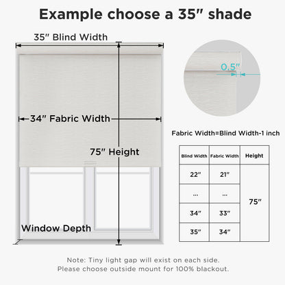 Joydeco Natural Woven Roller Shades for Indoor Windows, Cordless Blackout Blinds with Curved Valance, Thermal Insulated UV Protection Privacy Window Shades for Home and Office
