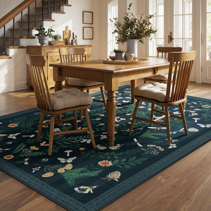 Joydeco Insect Washable Bathroom Rug, Botanical Kitchen Runner Rug Non Slip, Boho Ultra-Thin Soft Indoor Floor Carpet Runners for Hallways Entryway Entrance Laundry