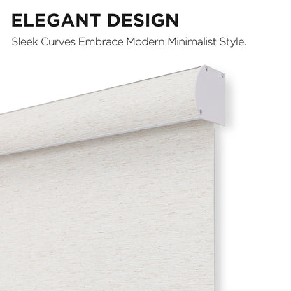 Joydeco Natural Woven Roller Shades for Indoor Windows, Cordless Blackout Blinds with Curved Valance, Thermal Insulated UV Protection Privacy Window Shades for Home and Office