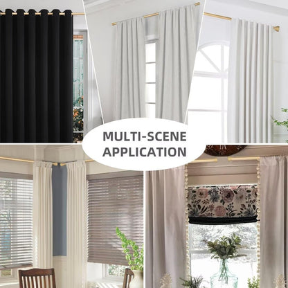 Joydeco Adjustable Heavy Duty Curtain Rod, 32-120 Inch, 1" Diameter, with Decorative Resin Finials