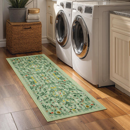 Joydeco Insect Washable Bathroom Rug, Botanical Kitchen Runner Rug Non Slip, Boho Ultra-Thin Soft Indoor Floor Carpet Runners for Hallways Entryway Entrance Laundry
