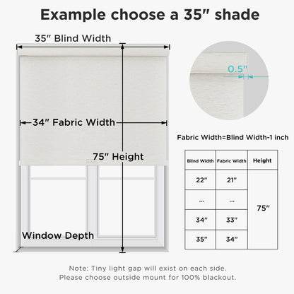 Joydeco Natural Woven Roller Shades for Indoor Windows, Cordless Blackout Blinds with Curved Valance, Thermal Insulated UV Protection Privacy Window Shades for Home and Office