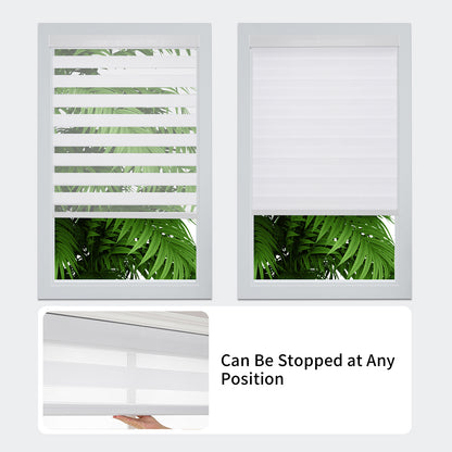 Joydeco Cordless Zebra Blinds (Pro), Dual Layer Light Control Zebra Blinds for Windows, Light-Proof Aluminum Cover, Free-Stop Roller Shades for Home & Office