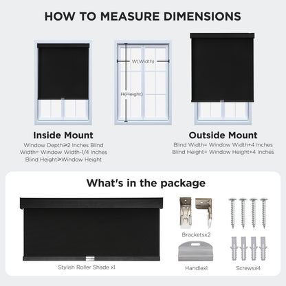 Joydeco 100% Blackout Roller Shades Cordless Blinds for Windows, Free-Stop Shades, UV Protection, Natural Woven Blinds for Home and Office, Light-Proof Aluminum Cover