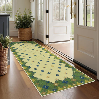 Joydeco Checkered Pink Kitchen Runner Rug Non Slip, Washable Bathroom, Modern Soft Low-Pile Ultra Thin Indoor Floor Throw Carpet for Bedroom Laundry Room Entrance Entryway