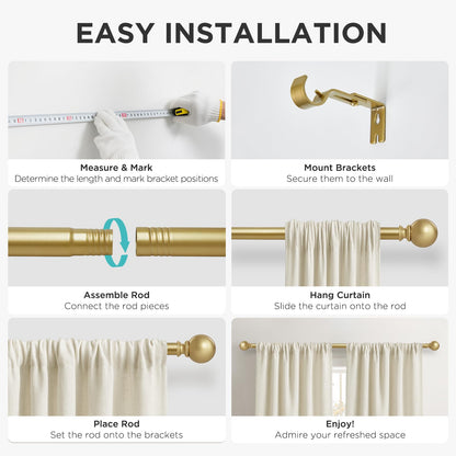 Joydeco Matte Black Adjustable Curtain Rod 32 to 120 Inches - 1 Inch Diameter Heavy Duty Rod for Sliding Doors, Patio & Outdoor