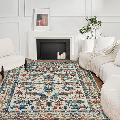 Joydeco Runner Rug Non Slip Machine Washable Vintage Rug, Low Pile Non Slip Chenille Print Rugs for Living Room, Entryway, Bedroom, Kitchen and Corridor, Bathroom