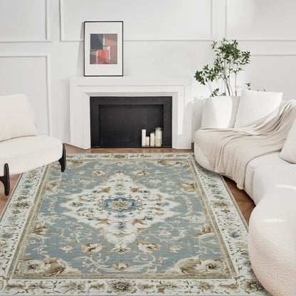 Joydeco Runner Rug Non Slip Machine Washable Vintage Rug, Low Pile Non Slip Chenille Print Rugs for Living Room, Entryway, Bedroom, Kitchen and Corridor, Bathroom