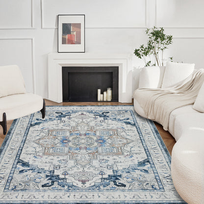 Joydeco Runner Rug Non Slip Machine Washable Vintage Rug, Low Pile Non Slip Chenille Print Rugs for Living Room, Entryway, Bedroom, Kitchen and Corridor, Bathroom