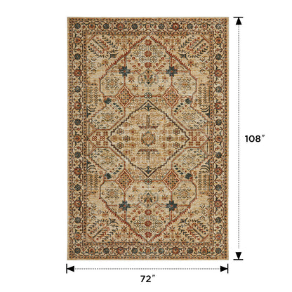 Joydeco Living Room Rug, Non Slip Machine Washable Vintage Runner Rug, Low Pile Lightweight Chenille Print Rugs for Entryway, Hallway, Bedroom, Kitchen and Corridor
