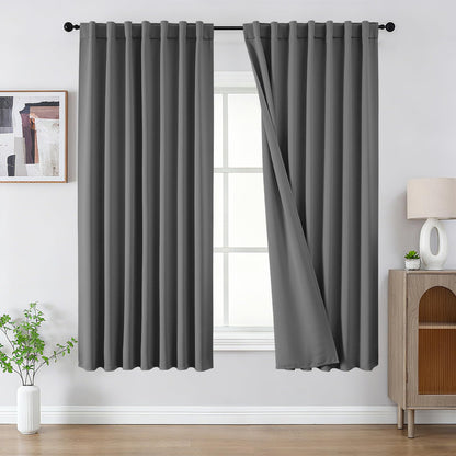 Cortinas opacas Joydeco negras de 244 cm de largo, juego de 2 paneles para dormitorio