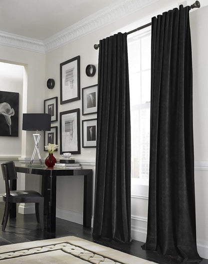 Joydeco Black Velvet Curtains 84 inch Length 2 Panels, Luxury Blackout Rod Pocket Thermal Insulated Window Curtains, Super Soft Room Darkening Drapes for Living Dining Room Bedroom,W52 x L84 inches