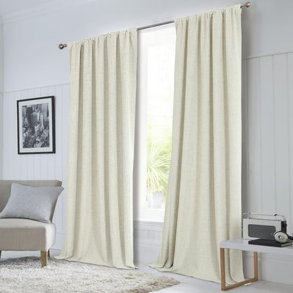 Joydeco 100% Blackout Curtains Faux Linen Curtains for Living Room