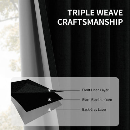 Joydeco 100% Blackout Curtains Faux Linen Curtains for Living Room