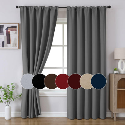 Cortinas opacas Joydeco negras de 244 cm de largo, juego de 2 paneles para dormitorio