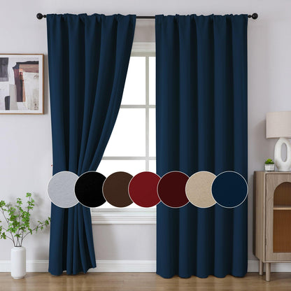 Cortinas opacas Joydeco negras de 244 cm de largo, juego de 2 paneles para dormitorio