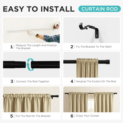 Joydeco Adjustable Curtain Rod 32 to 144 Inches - 1 Inch Diameter Heavy Duty Window Rod with Brackets & Finials