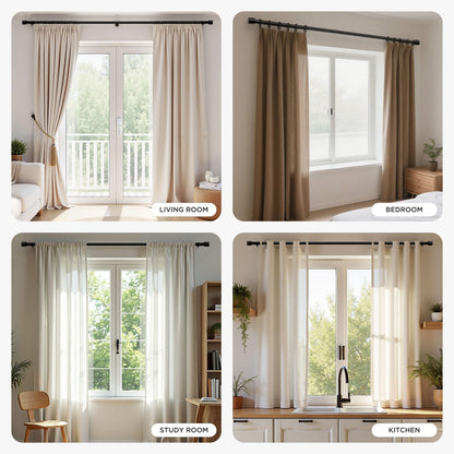 Joydeco Adjustable Curtain Rod 32 to 144 Inches - 1 Inch Diameter Heavy Duty Window Rod with Brackets & Finials