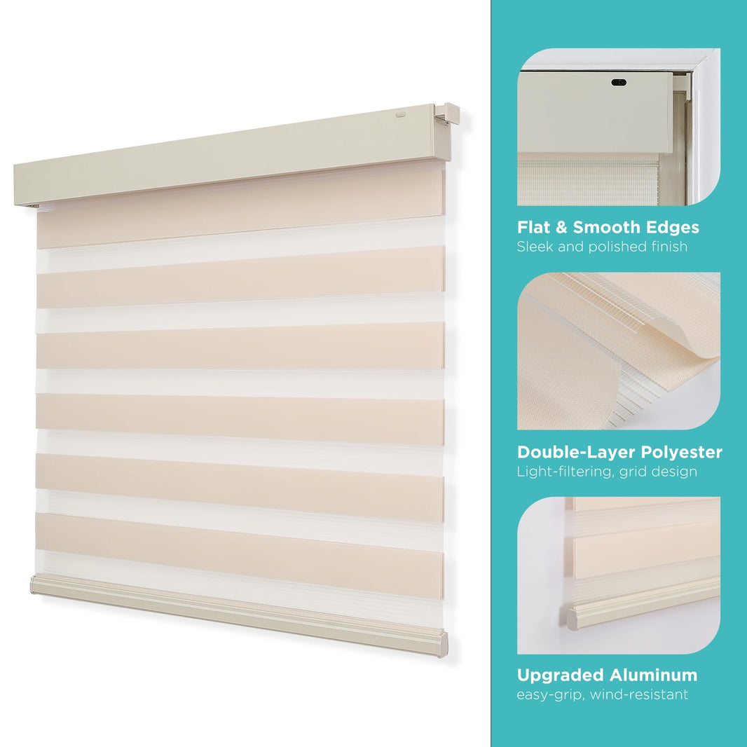 No Drill No Tool Cordless Zebra Blinds for Windows