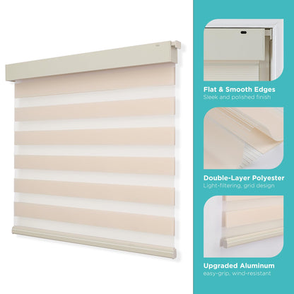 No Drill No Tool Cordless Zebra Blinds for Windows