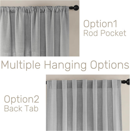 Joydeco Semi-Sheer Linen Curtains - 2 Panel, Light Filtering