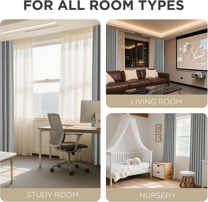 Joydeco Blackout Curtains for Bedroom - 72 Inch Long 100% Light Blocking 2 Panels Light Grey Drapes, Thermal Insulated Room Darkening Curtains, Linen Textured for Living Room, Rod Pocket & Back Tabs