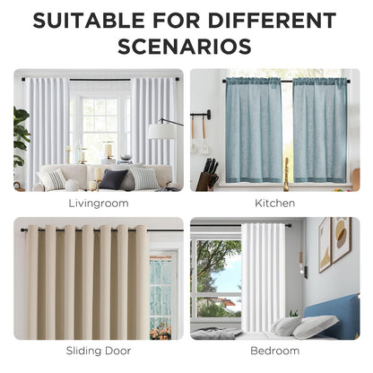 Joydeco Adjustable Curtain Rod 32 to 144 Inches - 1 Inch Diameter Heavy Duty Window Rod with Brackets & Finials