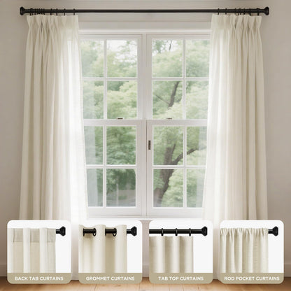 Joydeco Adjustable Curtain Rod 32 to 120 Inches - 1 Inch Diameter Heavy Duty Window Rod with Finials for Living Room & Bedroom