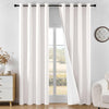 Joydeco white blackout curtains, 84 inch grommet top, thermal insulated, noise reducing drapes for bedroom and living room.