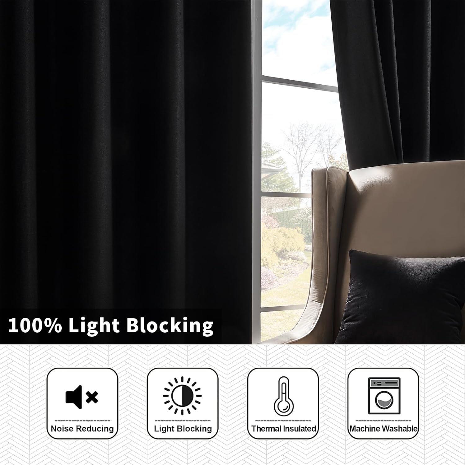 Joydeco Blackout Curtains 2 Panels Set, featuring thermal insulated long curtains