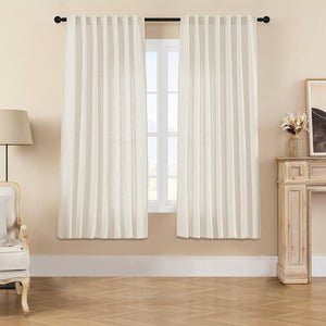 Joydeco Semi-Sheer Curtains Linen 2 Panels Set, Curtains for Living Room, Light Filtering Curtains , Living Room Curtains - Joydeco