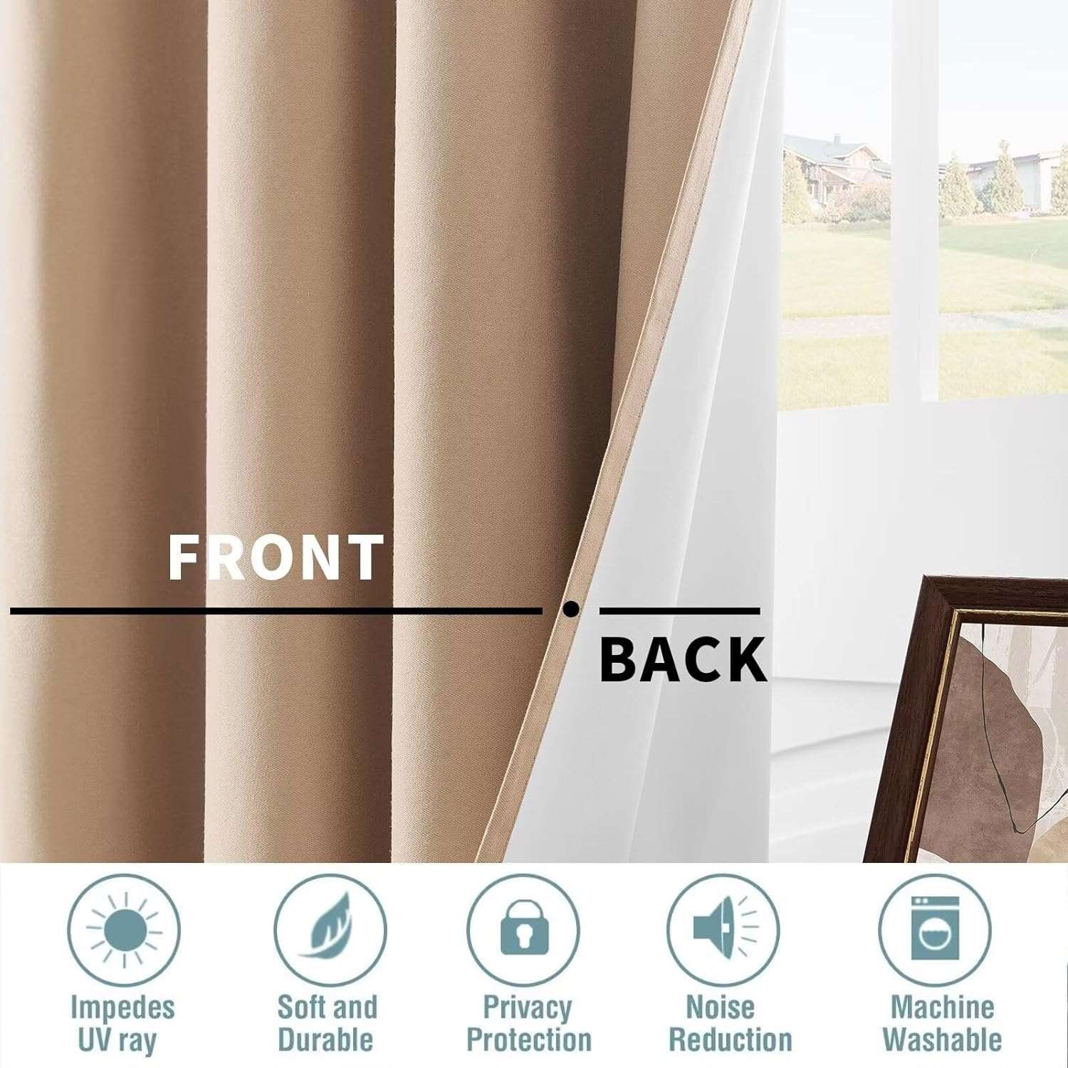 Joydeco Blackout Curtains 2 Panels Set, featuring thermal insulated long curtains Beige Curtains